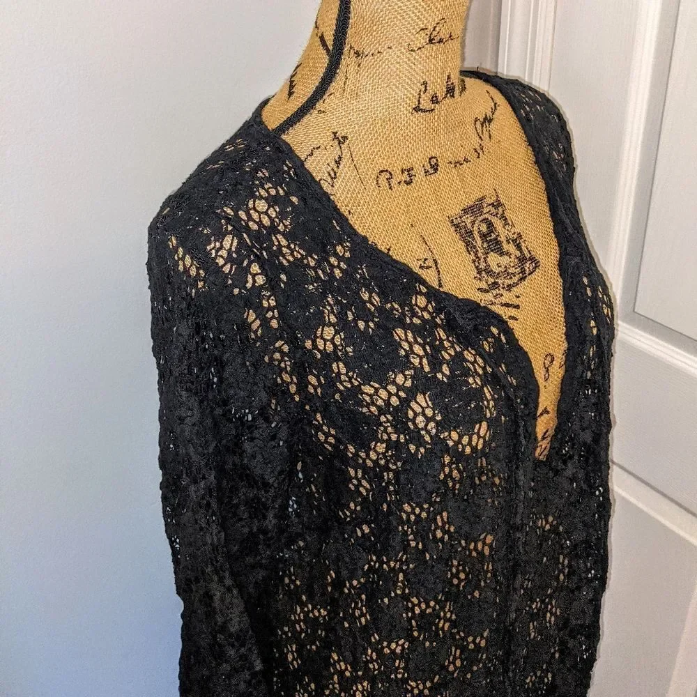 Black lace swim coverup